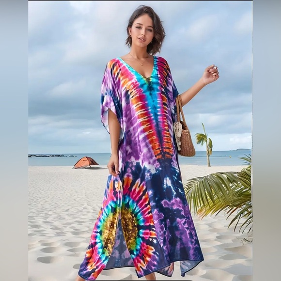 Colorful Tie-Dye Beach Dress for Women - Picture 1 of 6